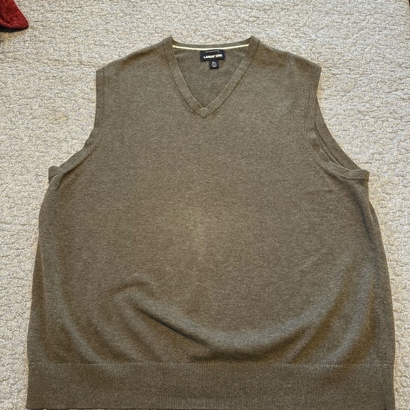 Lands' End Men's Sweater Vest Gray Minimalist Supima Cotton Soft V-neck Size XL - Picture 2 of 6